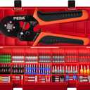 PEBA Ferrule Crimping Tool Kit, 21 Sizes Tinned Copper Wire Ferrules, Square Ratcheting Crimper AWG 287, Self-Adjusting Electrical Crimp Tool with Double-Layer Storage Case for Professional Wiring