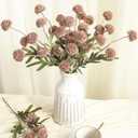 Floroom 5pcs Light Taupe Faux Silk Mums Artificial Flowers, Bulk Fake Small Mini Chrysanthemums with Stems for DIY Wedding Centerpieces Floral Arrangements Vase Fillers Home Decorations