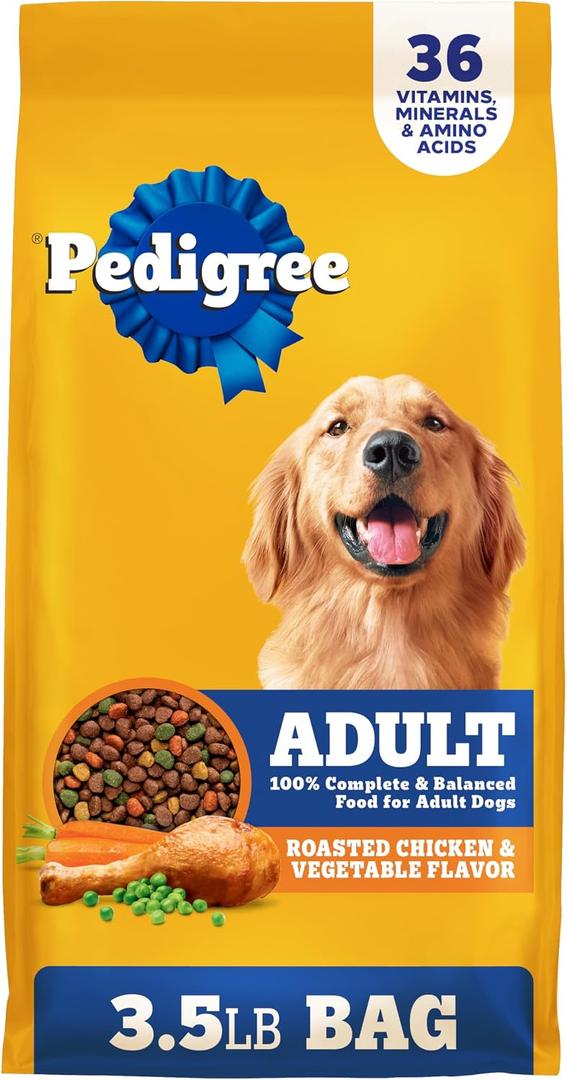 Pedigree Adult Dry Dog Food, Complete Nutrition, Roasted Chicken & Vegetable Flavor, 3.5 lb. Bag (EXP 02/15/27)