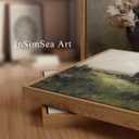 InSimSea Framed Canvas Wall Art Vintage Decor, Framed Vintage Landscape Canvas Wall Art, Wild Field Oil Painting Prints, Cottagecore Bedroom Bathroom Office Decor, 24"x36"