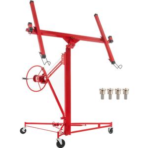 VEVOR Drywall Lift, 16ft Drywall Panel Hoist, Drywall Rolling Lifter of 150lb Load Capacity Lifting Tool, Steel Material with Telescopic Arm & 3 Lockable Wheels, 48 x 192 Inch Plasterboard Size
