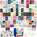 Decorably 110 Pack Gold Foiled & Glittery 5x7in All Occasion Cards Assortment Box with Envelopes & Stickers, 110 Folded Unique Designs for Friends & Family with Printed Message - Gifting, Mailing