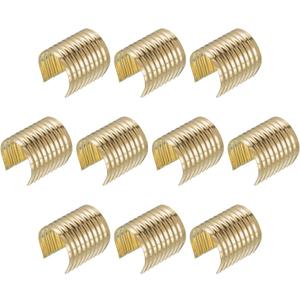 uxcell 100Pcs Leather Rope Clips, 15x17mm Foldable Cylindrical Cord End Crimp for Lanyard, Tassel, DIY Crafts, Light Golden