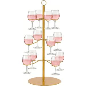 2FT Cocktail Tree Stand for Drinks 3 Tiers 12 Holders Champagne Tower Stand Metal martini tree for Birthday,Wedding,Christmas,Thanksgiving Holiday Party