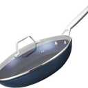 MsMk 8 inch Non stick frying pan with lid, Egg Omelet Skillet, Titanium and Blue Diamond Non-Toxic Coating From USA, Dishwasher and Oven Safe, Compatible with All Cooktops, Induction Ready