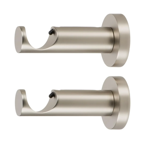 Ivilon Ceiling or Wall Mount Curtain Rod Brackets Holders for Curtain Rods of 7/8 and 1 Inch Diameter. Set of 2. Color Satin Nickel