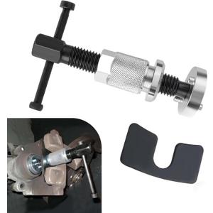 Car Brake Piston Rewind Tool, Rust-proof Disc Caliper Adjustment Kit, Car Rear Brake Pad Wind Back Right Handle Tool Set, Universal Piston Wind Back Replacement Accessory (Silver)