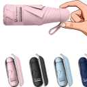 BAODINI Travel Mini Umbrella for Purse With Case Small Compact UV Sun Protection Sun Lightweight Tiny Pocket Umbrella for Women Girls and Men (1-Pink)