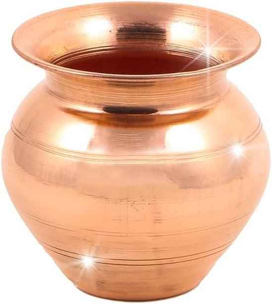 Copper Kalash for Pooja Worship Temple Home | Small Size Copper Lota for Puja | Tambe Ka Lota for Drinking Water (2.8 Inch Height, 3.1 Inch Length) - 64 GMS