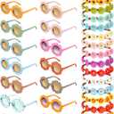 CHENGU Retro Flower Sunglasses Daisy Flower Headbands Set Groovy Party Decorations Hippie Party Favors (Bright Style, 32 Pieces)
