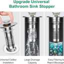 Bathroom Sink Drain Strainer,Universal Pop-Up Sink Stopper Hair Catcher, Anti-Clog Stainless Steel Drain Filter Basket, Removable Sink Drain for Bathroom Sink Stopper