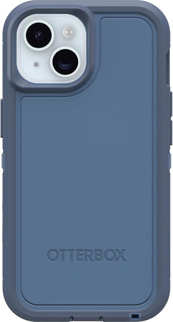 OtterBox iPhone 16e, 15, 14, & 13 Defender Series XT Case - Baby Blue Jeans (Blue), screenless, Rugged, Snaps to MagSafe, Lanyard Attachment