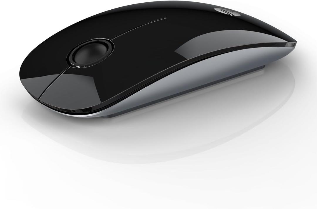 Bluetooth Wireless Mouse - (BT5.1+USB) Slim Dual Mode Computer Mice with Quiet Click, Low Power, and 1600 DPI, Portable Mouse for MacBook, Laptop, iPad Pro/Air, Surface Pro (Black)