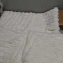 All Smiles Couch Decorative Throw Pillow Covers 16x16 Set of 2 Faux Fur Plush Soft Fluffy Velvet Cushion Case Cozy Fuzzy Striped Pillowcase Home Decor for Bed Sofa Living Room,Cream White