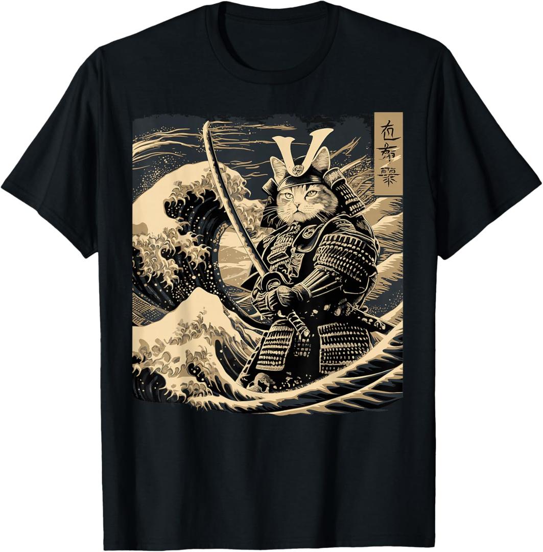 Japanese Cat Katana Japan Samurai T-Shirt XL