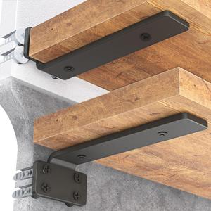 Goovilla Shelf Bracket, Heavy Duty Floating Shelf Brackets 4 inch Long, 12 Pack Brackets for Shelves, Black Coated Metal Wall Shelf Support Brackets with 1/5 Inch Thick and 160 lb. Load Capacity