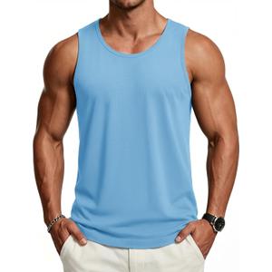 Cotrasen Men's Tank Top UPF 50+ Sleeveless Shirt Cotton Moisture Wicking Casual Gym Workout Shirts Cooling Muscle Tee Shirt (White, L)