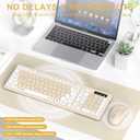Wireless Keyboard and Mouse Combo, Full-Sized Wireless Keyboard and Adjustable DPI Mouse, 2.4GHz USB Receiver, Keyboard and Mouse for PC, Windows, Desktop, Laptop (Latte Color)