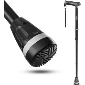 All Terrain Walking Cane for Men & Women, Lightweight, Foldable, Adjustable, Shock Absorption, Collapsible Walking Stick for Seniors & Adults | HealthBazaar (Original Black)