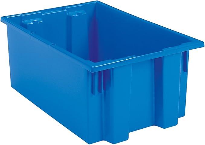 Nest and Stack Plastic Storage Container and Distribution Tote, (22-Inch L x 14-Inch W x 10.5-Inch H), Blue