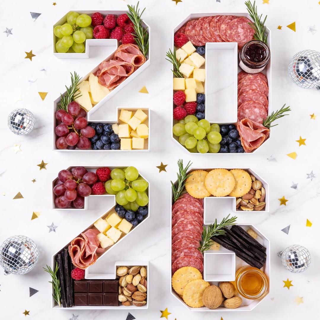2026 Graduation Decorations, 2026 Charcuterie Numbers Fillable Board Box Graduation Tables Centerpieces Cardboard Tray for High School College Kindergarten Preschool Party Supplies (White)