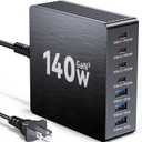 USB C Charging Station, 140W GaN III 7 Port Fast Charger Station, PD 3.0 USB Charging Station for Multiple Devices, Multiple USB C Charger Station for iPad iPhone Samsung Android (Pack of 1, Black)