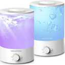 MEGAWISE 2 pack 3.5L Ultrasonic Cool Mist Humidifier Top-Fill, Essential Oil Diffuser, Quiet Operation, Night Light, Auto Shut-Off for Home & Office (2)