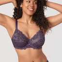 DELIMIRA Women's Plus Size Full Coverage Lace Underwire Unlined Bra Up to J (38G, Deep Plum)
