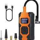 Tire Inflator Portable Air Compressor,3X Faster Portable Air Pump for Car Tires with 7800mAh Battery,150PSI Cordless Air Pump with Digital Pressure Gauge for Cars,Bike &Motorcycle,Black+Orange