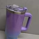 40 oz Shiny Tumbler with Handle and Straw,Stainless Steel Tumbler with Lid and Straw,Insulated Travel Mug(Cold for 34 Hours),Water Bottle for Iced Tea,Coffee (Purple)