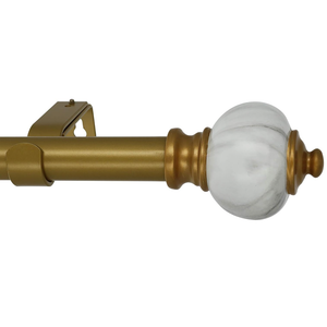 1-Inch Diameter  Window Treatment Curtain Rod, Marble Urn Finial, 28-inch to 48-inch Adjustable, Royal Gold
