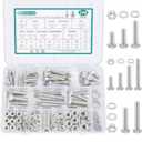246PCS Heavy Duty Hex Bolts and Nuts Kit, 1/4-20, 5/16-18,3/8-16 Nuts and Bolts Assortment Kit,304 Stainless Steel Bolts and Nuts Kit,Lock and Flat Washers with Storage Box