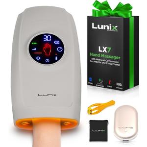 Lunix LX7 FSA Carpal Tunnel & Wrist Pain Relief Device, Heated Air Compression Hand Massager for Arthritis, Mothers Day Gifts for Women & Mom, Touchscreen, Cloud Gray
