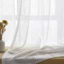 White Curtain 84 Inches Length for Bedroom,Linen Blend Semi Sheer Rod Pocket Window Treatment Drapes for Living Room,2 Panels,52" Width