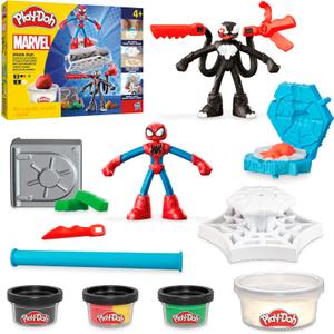 Play-Doh Marvel Spider-Man Launch & Slice Battle Playset with 2 Bendy Action Figures and 7 Accessories, Imagination Toys for Boys & Girls 4 Years & Up