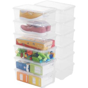 Shoe Storage Box Clear Plastic Stackable Storage box with Lid Durable Closet Containers for Shoes, Crafts and Art Supplies (12 Pack-6Qt) 