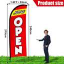 Buryeah 11ft Now Open Flag Banner for Business Advertising Feather Flag Sign with Flagpole Ground Stake Portable Bag Opening Signs Banner Set for Outside Business(Red)