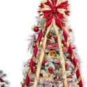 Christmas Tree Topper Bow, 53x13 Inches Large Christmas Bow with Glitter Streamer, Decorative Ribbon Bows for Xmas Tree Wreath Door Festival Home Decor (Red & Gold)