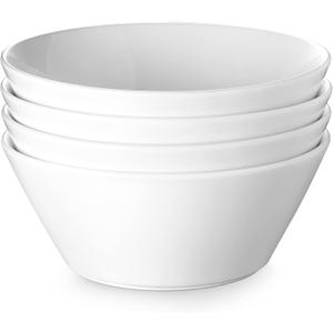 DOWAN 58.5 OZ Large Ceramic Salad Bowls Set of 4 - Microwave & Dishwasher Safe, Ideal for Salad, Fruit, Pasta, Snacks, Oatmeal - Soup Bowls Set for Restaurant, Party, Daily Use, Wedding, Off-White