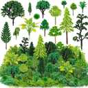 QUOZUO 36 Pcs Green Mixed Model Trees with 40g Moss, Diorama Trees Grass Mini Fake Miniature Trees Moss for Building Model, Model Train Scenery, Natural Green Landscape, Railroad Scenery
