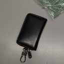 Genuine Leather Key Holder Bag with 2 Card Slot & 6 Hooks & 1 Access Card,Key Case Car Key Holder Wallet for Men Women (Black Plus)