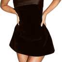 ANKOMINA Women's Sexy Strapless Bodycon Mini Dress Velvet Off Shoulder A-Line Tube Top Dress Party Club Dresses (Small, Brown)