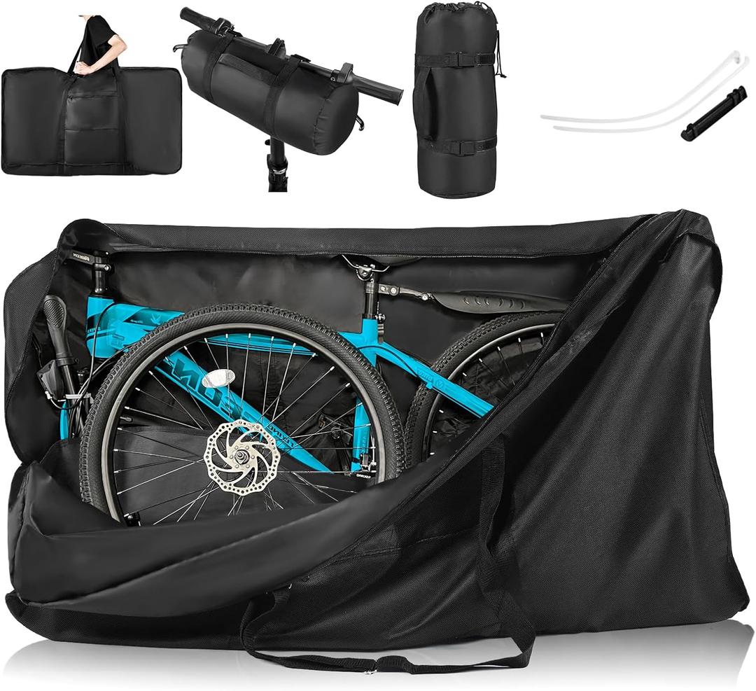 Bike Travel Bag,Heavy Duty 840D Transport Bicycle Storage Carry Bag with Strong Webbing,Portable Folding Cycling and Bicycle Bags Bike Suitcase Waterproof for Airplane Shipping (1PC-55.1131.4910.23 inch)