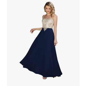 MisShow Women's Lace Applique Prom Dresses with Diamond Sheer Neck Long Chiffon Formal Evening Gowns, L