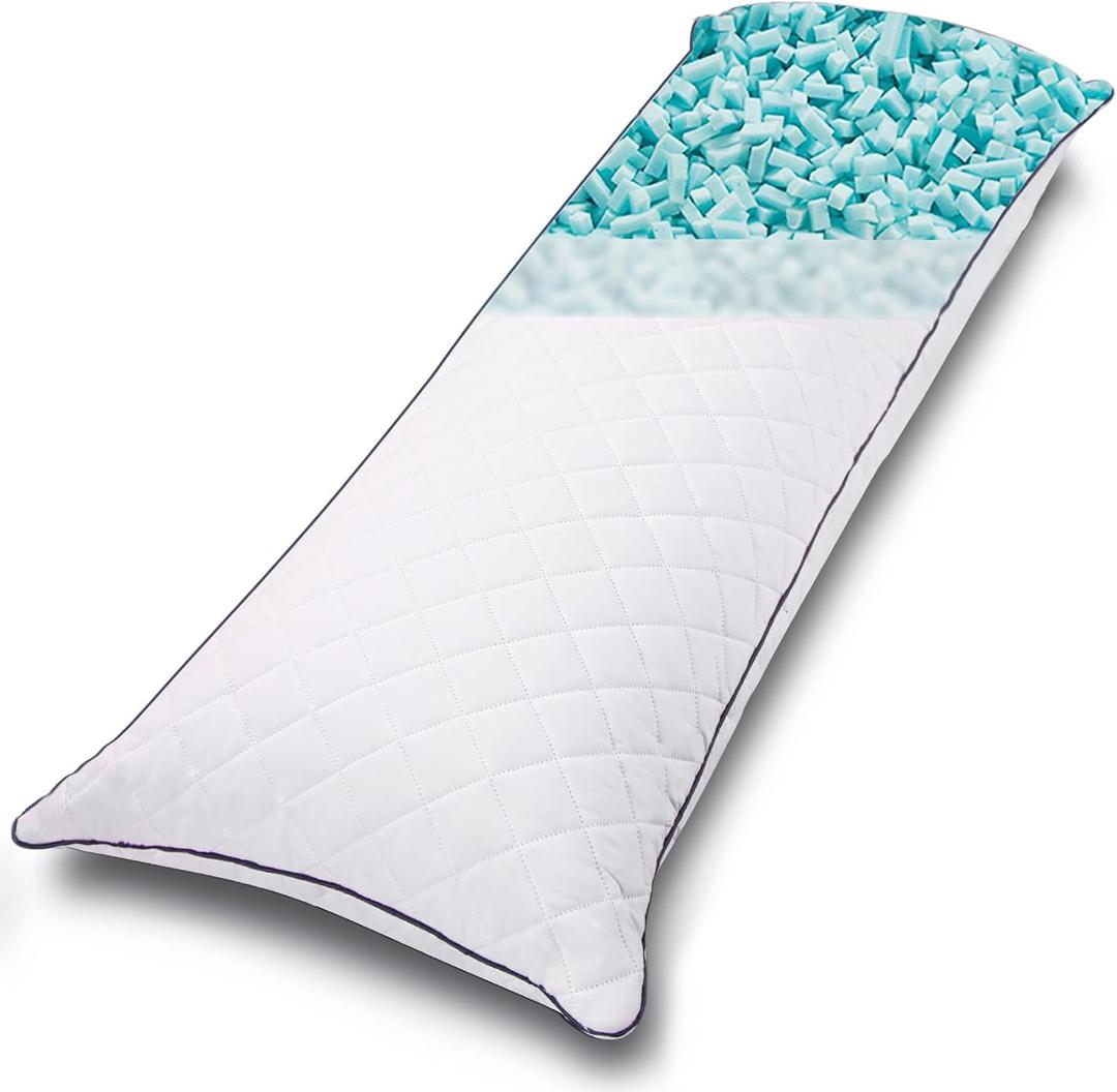 1 MIDDLE ONE Body Pillow, Memory Foam Body Pillows for Adults Sleeping, Long Pillow for Bed, Big Large Firm Full Body Pillow for Side Sleeper, 20x60 Inch (White)