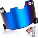 Universal Football Helmet Visor for Youth Adult Kids Football Visor for Helmet with 9 Set DIY Stickers and 2 Visor Clips Scratch Resistant Fog Lacrosse Football Eye-Shield Visor (Blue)