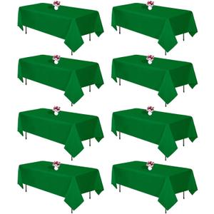 8 Packs Green Tablecloth Rectangle 60x126 Inch Rectangular Table Cloths for 8ft Rectangle Tables, Wrinkle Resistant Polyester Fabric Washable Table Covers for Wedding Party Banquet Dining