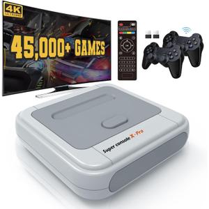 Kinhank Retro Game Console 64GB, Super Console X PRO Built-in 45,000+ Games, Video Game Console Systems for 4K TV HD/AV Output, Dual Systems (64G)