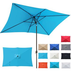 Blissun Rectangular Patio Umbrella, Table Market Umbrella with Tilt and Crank, Outdoor Umbrella for Garden, Deck, Backyard, Pool and Beach