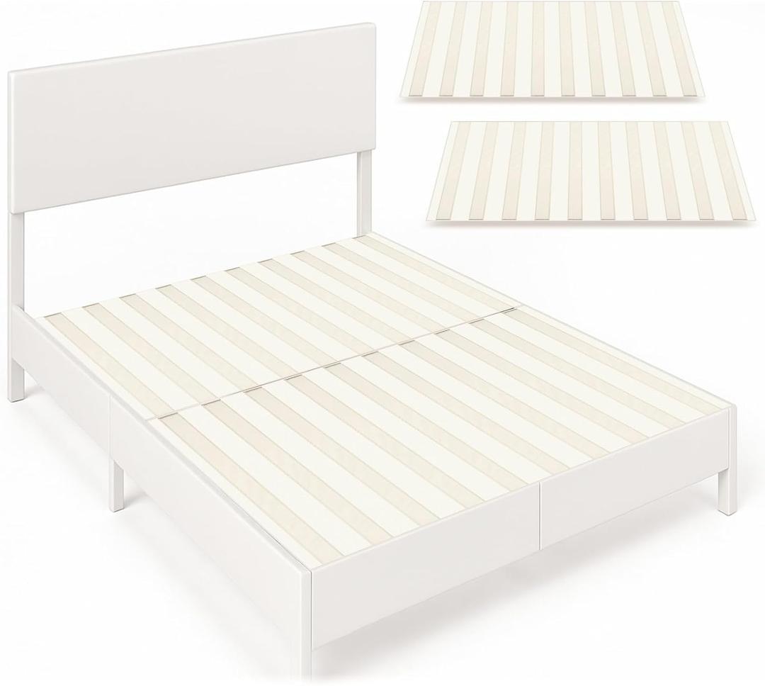 12mm King Size Vertical Bed Slats, 76 x 80'' Fabric Covered Bunkie Board King Size, Mattress Support Wooden Bunkie Board with Cover for Metal Frame Low Profile Beds Support, Platform Beds and Couch, About 73 X 39 Inches / 186 X 100 Cm